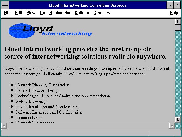 Screenshot of Lloyd Internetworking Consulting Services