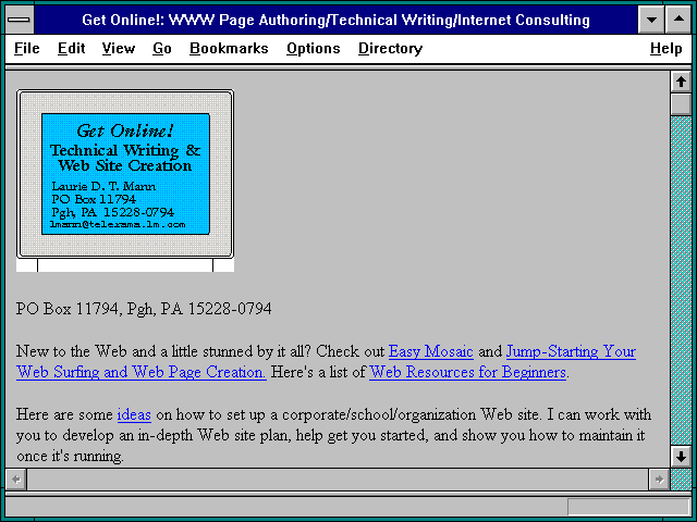 Screenshot of et Online!: WWW Page Authoring/Technical Writing/Internet Consulting