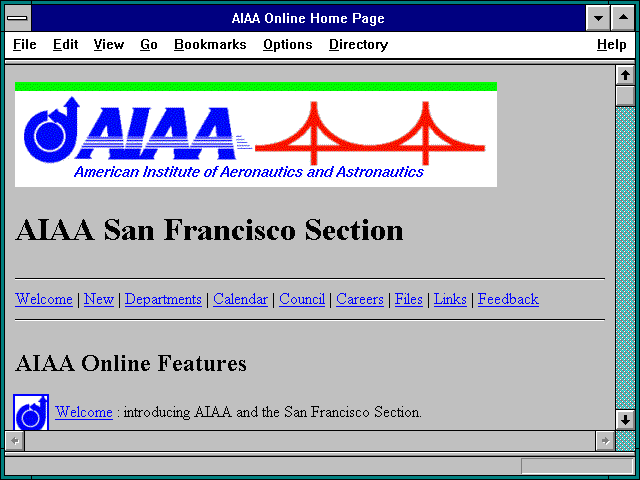 Screenshot of AIAA Online Home Page