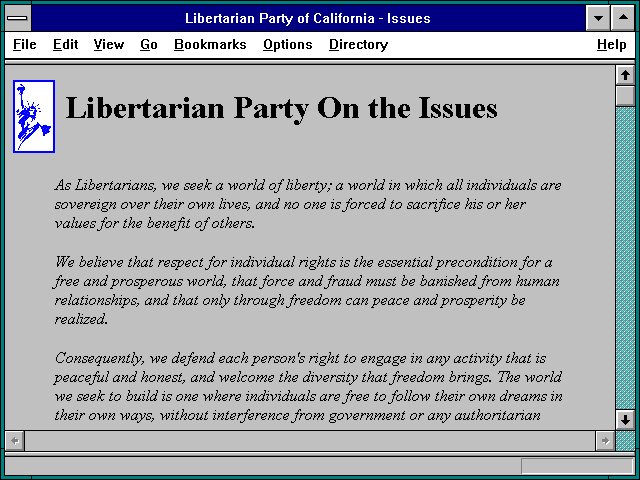 Screenshot of Libertarian Party of California - Issues