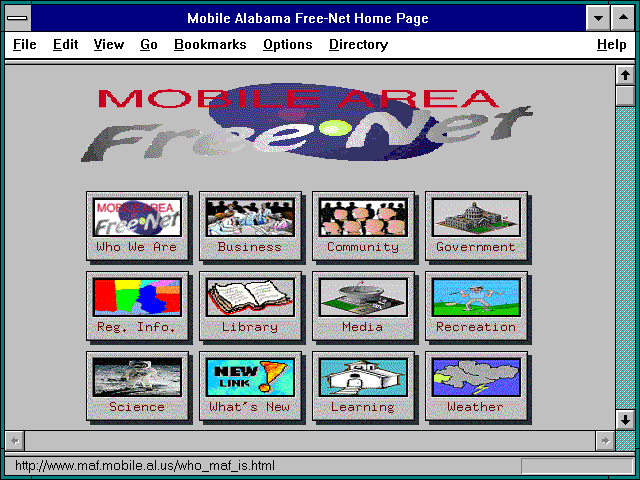 Screenshot of Mobile Alabama Free-Net Home Page