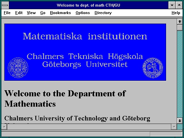 Screenshot of Welcome to dept. of math CTH/GU