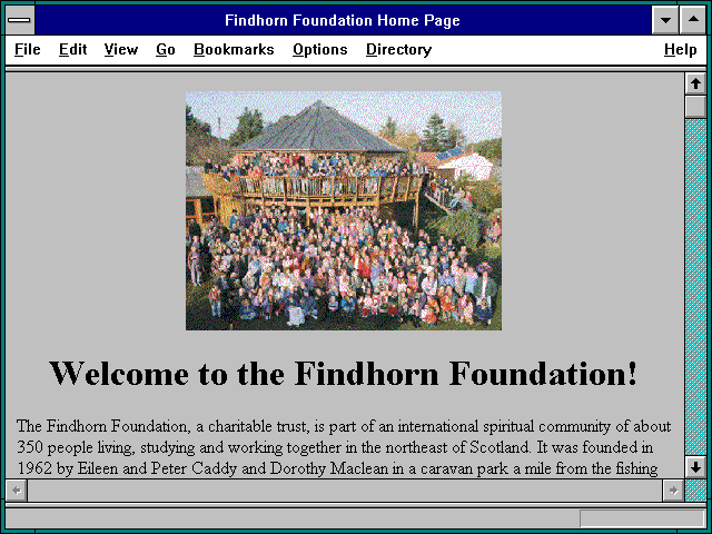 Screenshot of Findhorn Foundation Home Page