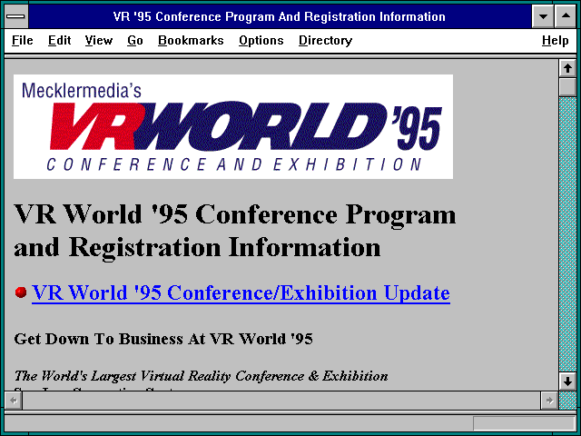 Screenshot of VR '95 Conference Program And Registration Information
