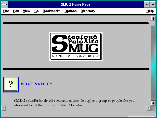 Screenshot of SMUG Home Page