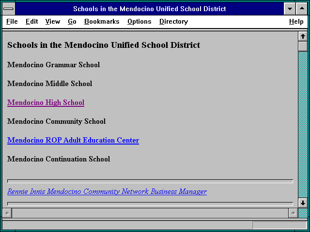 Screenshot of Schools in the Mendocino Unified School District