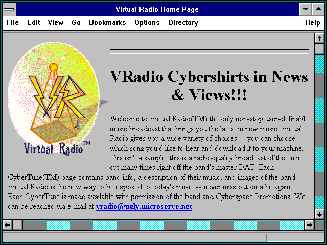 Screenshot of Virtual Radio Home Page