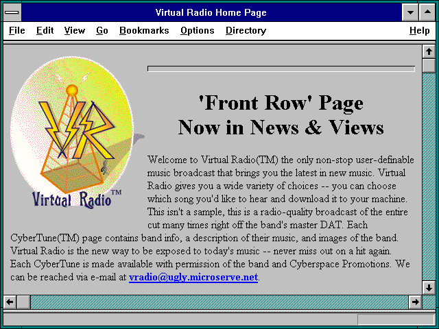Screenshot of Virtual Radio Home Page