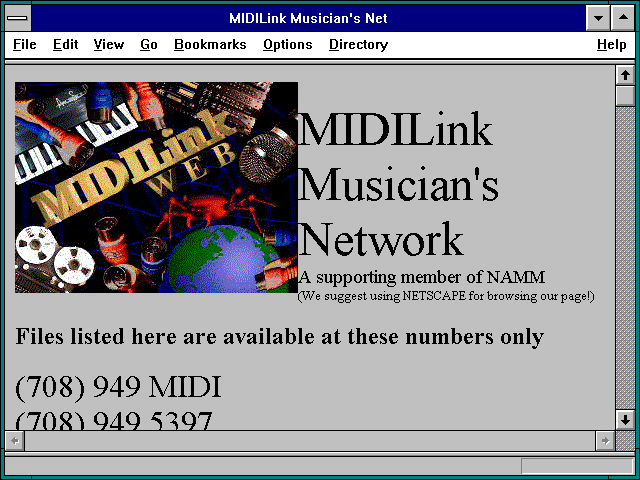 Screenshot of MIDILink Musician's Net