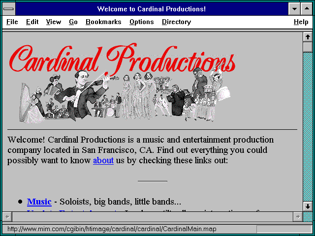 Screenshot of Welcome to Cardinal Productions!
