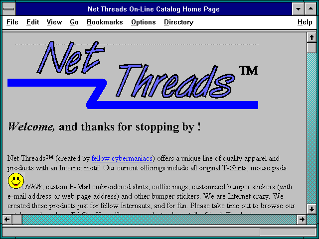 Screenshot of Net Threads On-Line Catalog Home Page - Phillip and Co