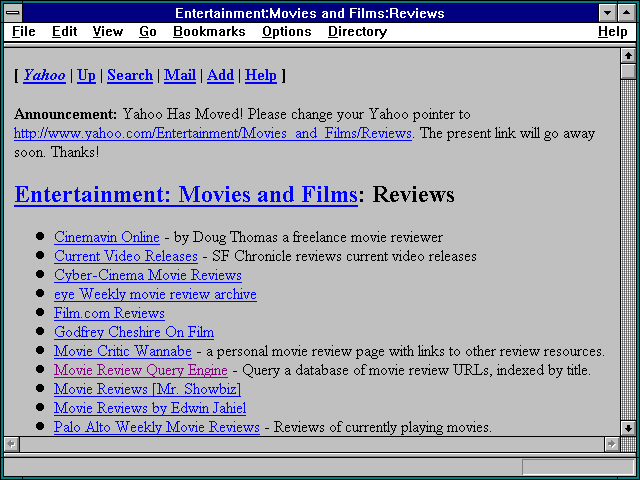 Screenshot of Entertainment:Movies and Films:Reviews