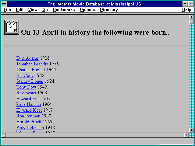 Screenshot of The Internet Movie Database at Mississippi US