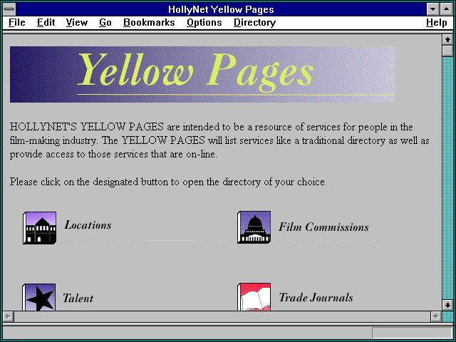 Screenshot of HollyNet Yellow Pages