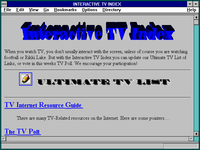 Screenshot of he Interactive TV Index