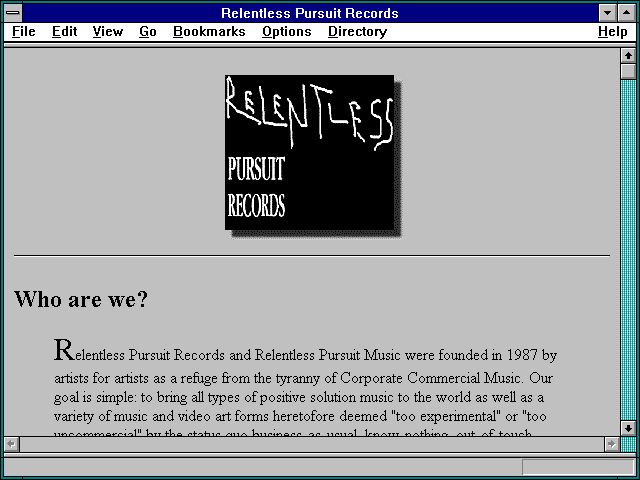 Screenshot of Relentless Pursuit Records