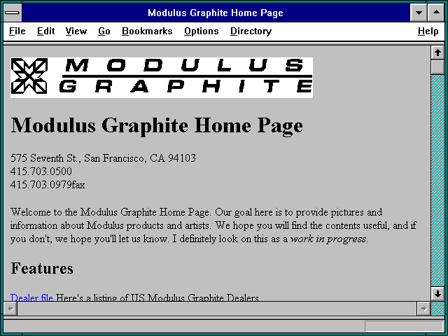 Screenshot of Modulus Graphite Home Page