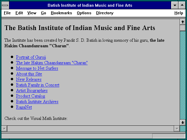 Screenshot of The Batish Institute of Indian Music and Fine Arts