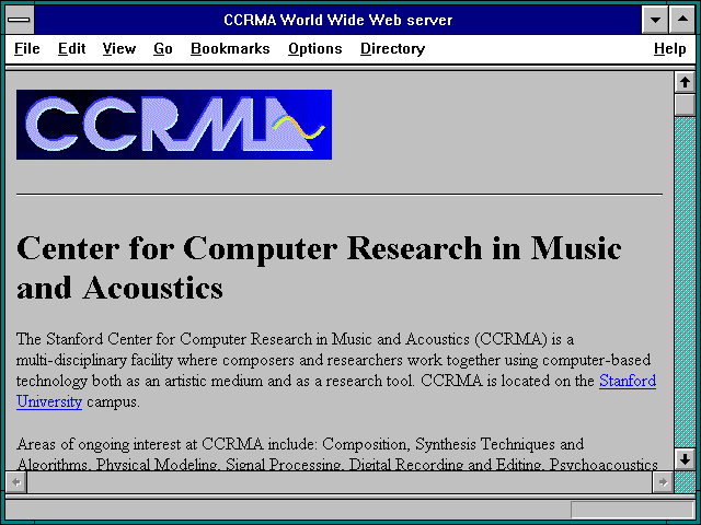 Screenshot of CCRMA World Wide Web server