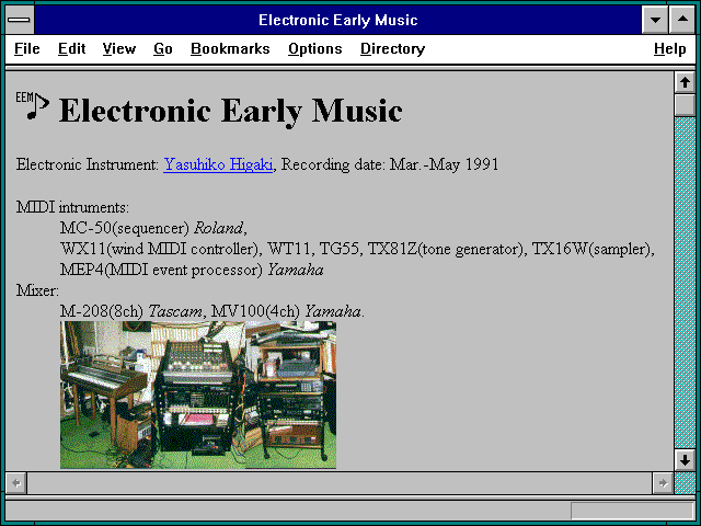 Screenshot of Electronic Early Music