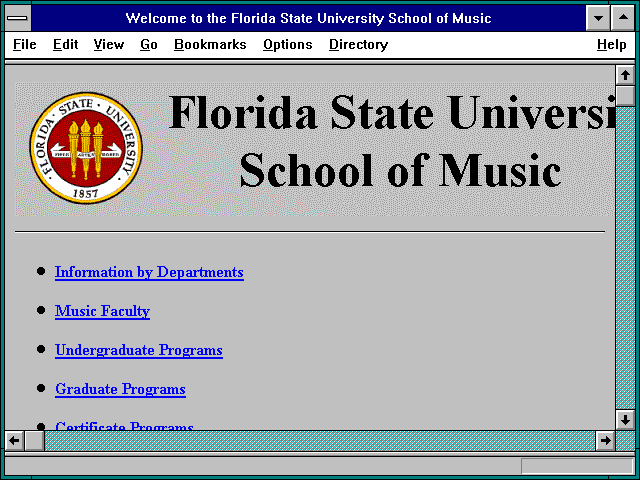 Screenshot of Welcome to the Florida State University School of Music