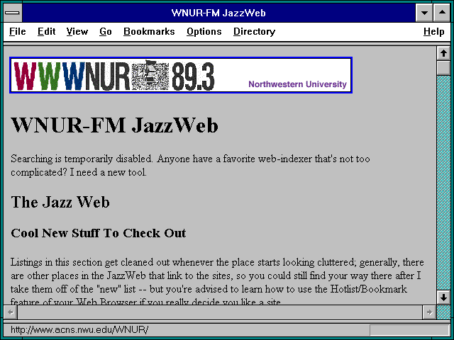 Screenshot of WNUR - 89.3 FM - Evanston, IL. (Northwestern University)