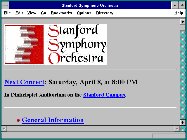 Screenshot of Stanford Symphony Orchestra