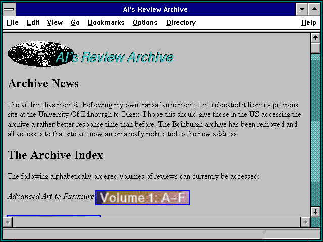 Screenshot of Al Crawford's Music Review Archive