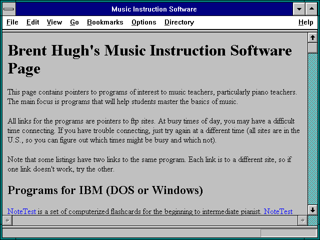 Screenshot of Music Instruction Software