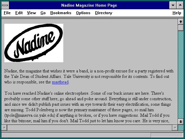 Screenshot of Nadine Magazine Home Page