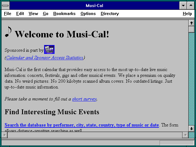 Screenshot of Musi-Cal