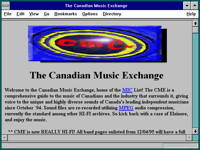 Screenshot of The Canadian Music Exchange