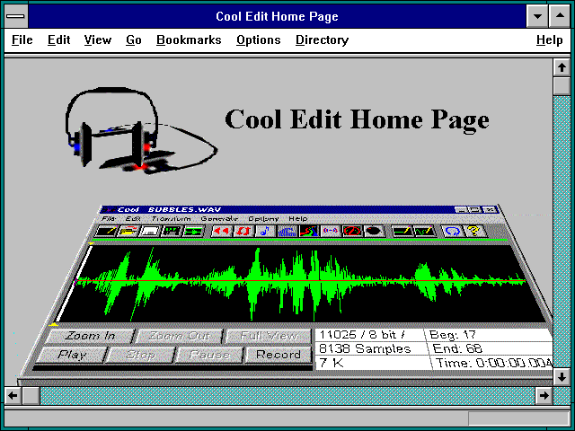 Screenshot of Cool Edit Home Page
