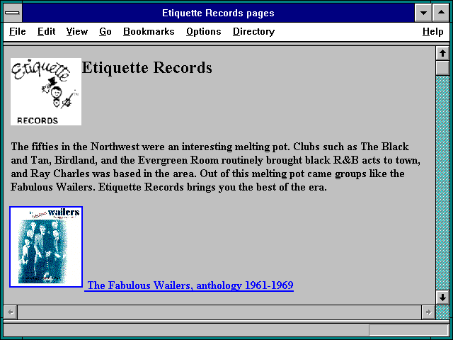 Screenshot of Etiquette Records pages