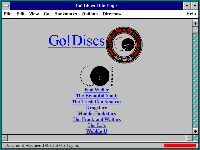 Screenshot of Go! Discs Title Page