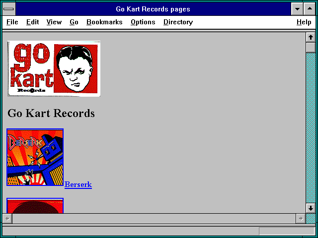 Screenshot of Go Kart Records pages