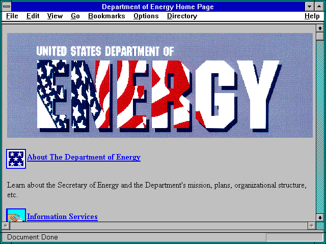 Screenshot of Department of Energy Home Page