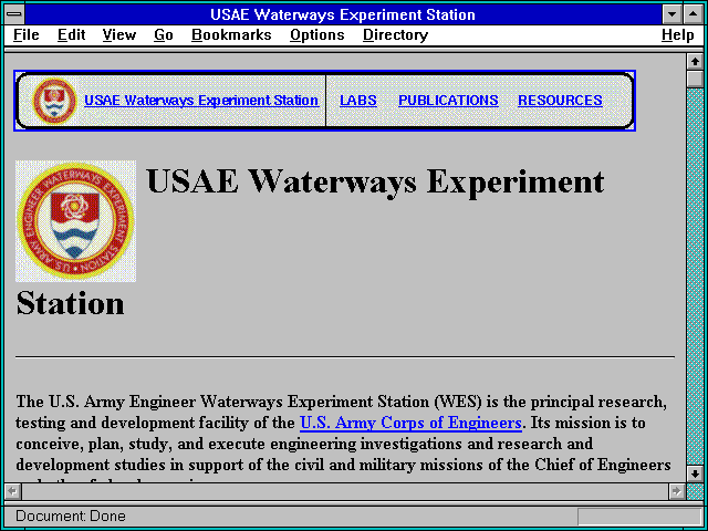 Screenshot of USAE Waterways Experiment Station