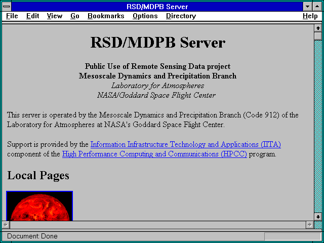 Screenshot of RSD/MDPB Server