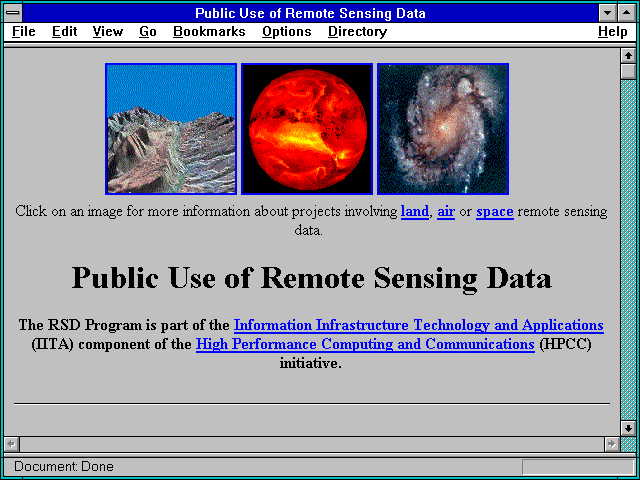 Screenshot of Public Use of Remote Sensing Data