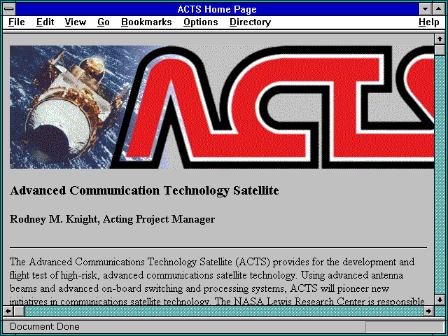 Screenshot of ACTS Home Page