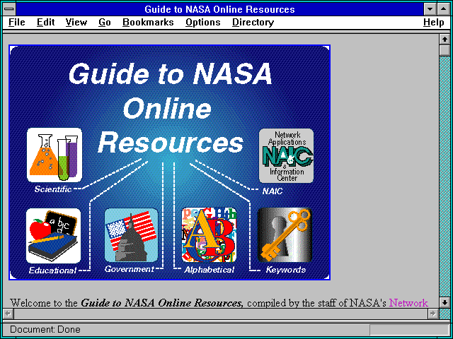 Screenshot of Guide to NASA Online Resources