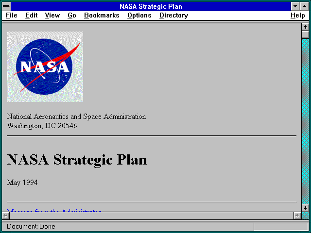 Screenshot of NASA Strategic Plan