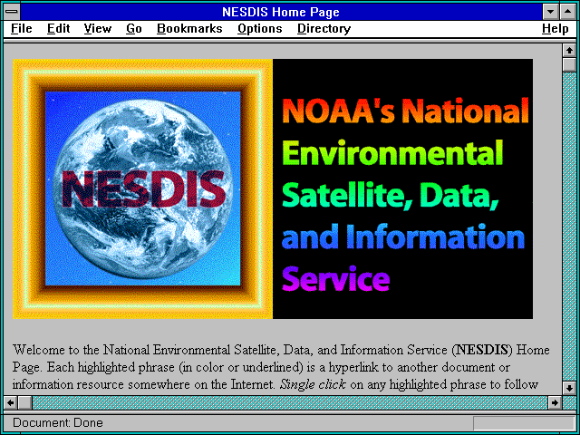 Screenshot of NESDIS Home Page