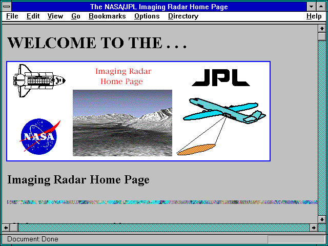 Screenshot of The NASA/JPL Imaging Radar Home Page