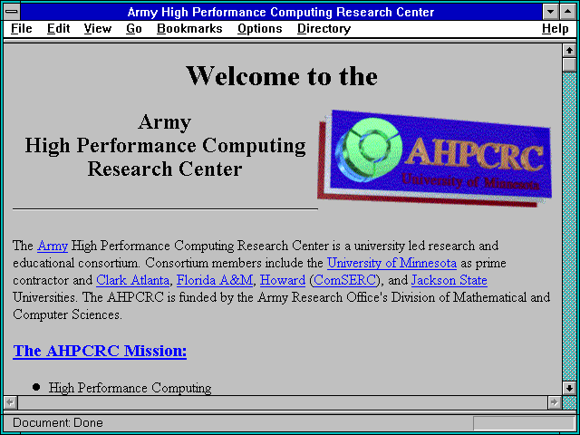 Screenshot of Army High Performance Computing Research Center