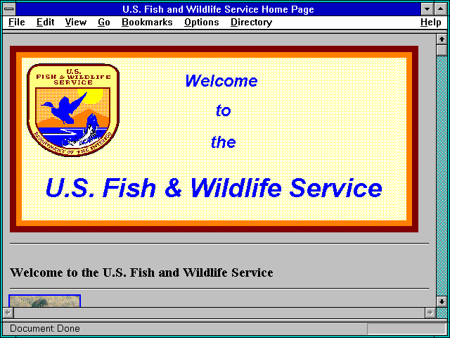 Screenshot of U.S. Fish and Wildlife Service Home Page