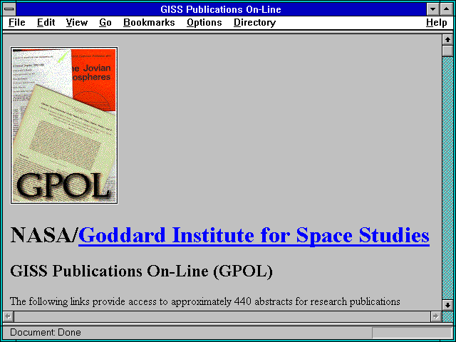 Screenshot of GISS Publications On-Line
