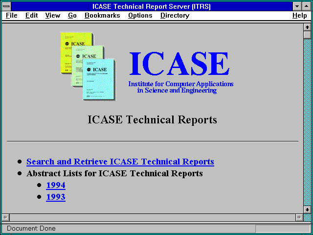 Screenshot of ICASE Technical Report Server (ITRS)