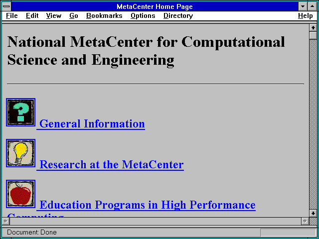 Screenshot of MetaCenter Home Page